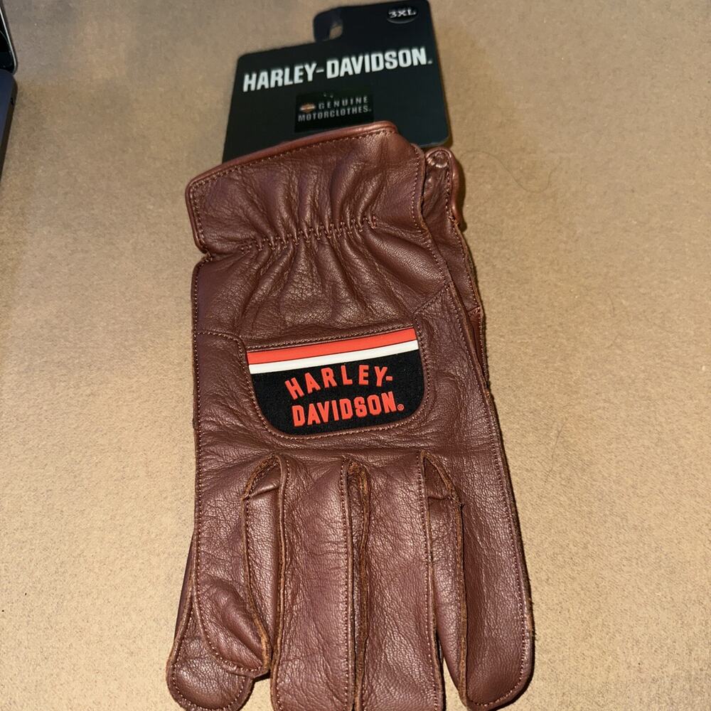 Harley-Davidson Men's 3XL Hampton Full-Finger Leather Gloves Brown 98137-22VM